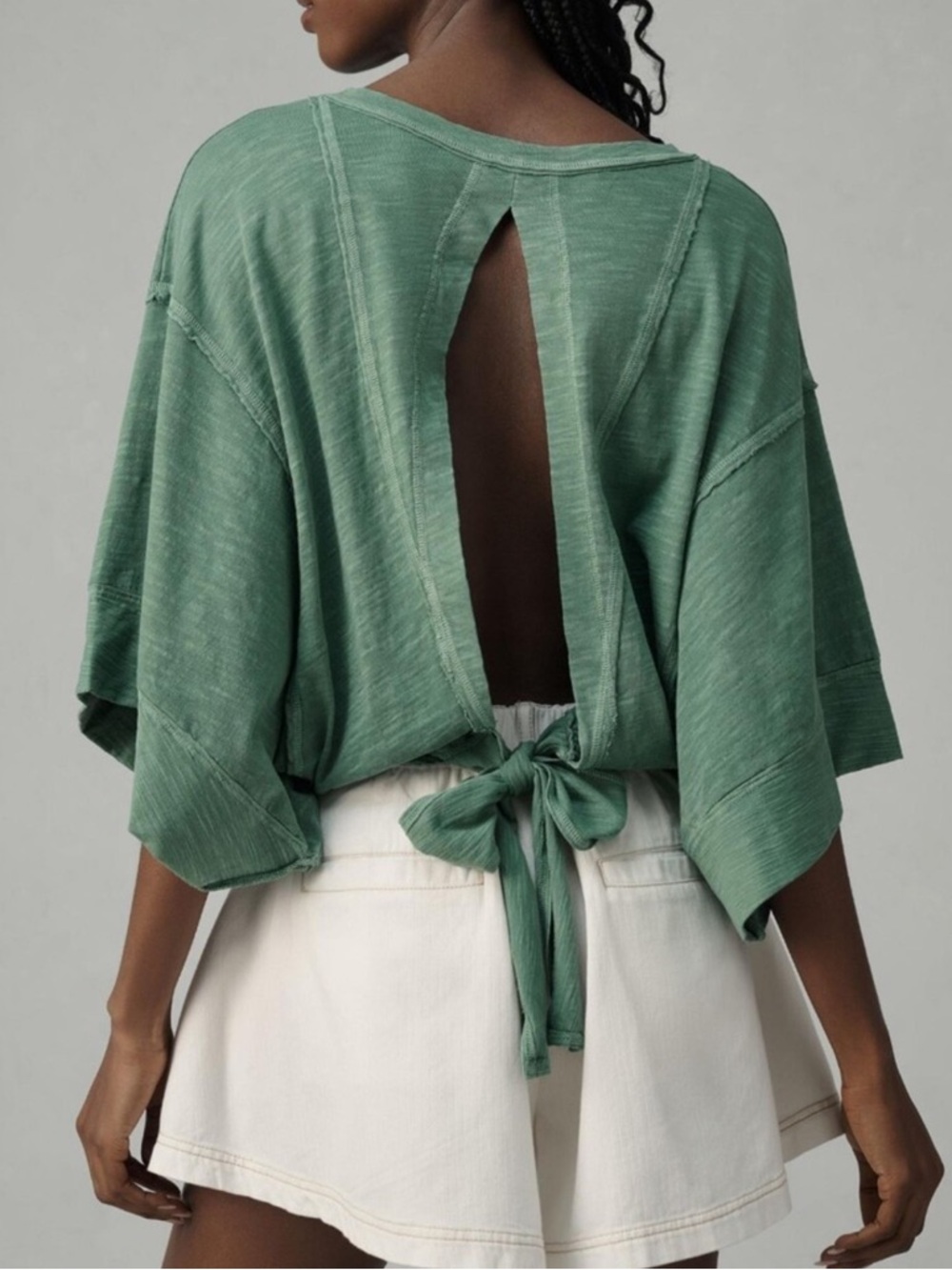 NWOT ANTHROPOLOGIE PILCRO oversized square sleeve kimono TEE  TOP GREEN XS